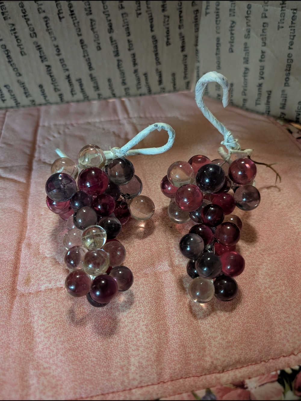 Decorative Glass Grape Cluster Hanging Ornaments - Purple and Clear